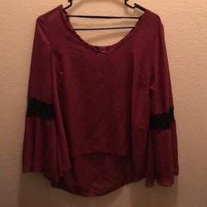 Sheer bell sleeve blouse